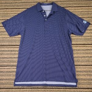 DRADDY Sport Dark Blue Dots FCA Cross Embroidered Sz L Mens Golf Polo Shirt